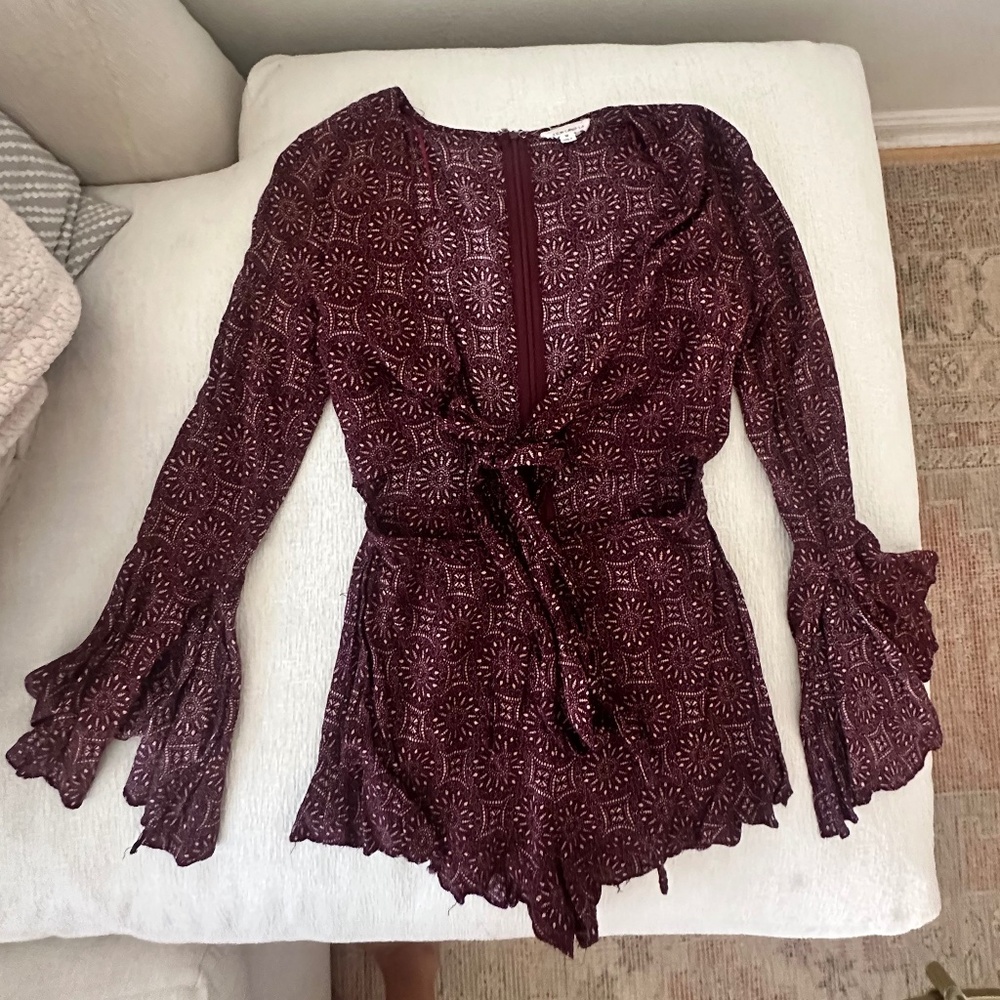 Cut Out Long Sleeve Romper